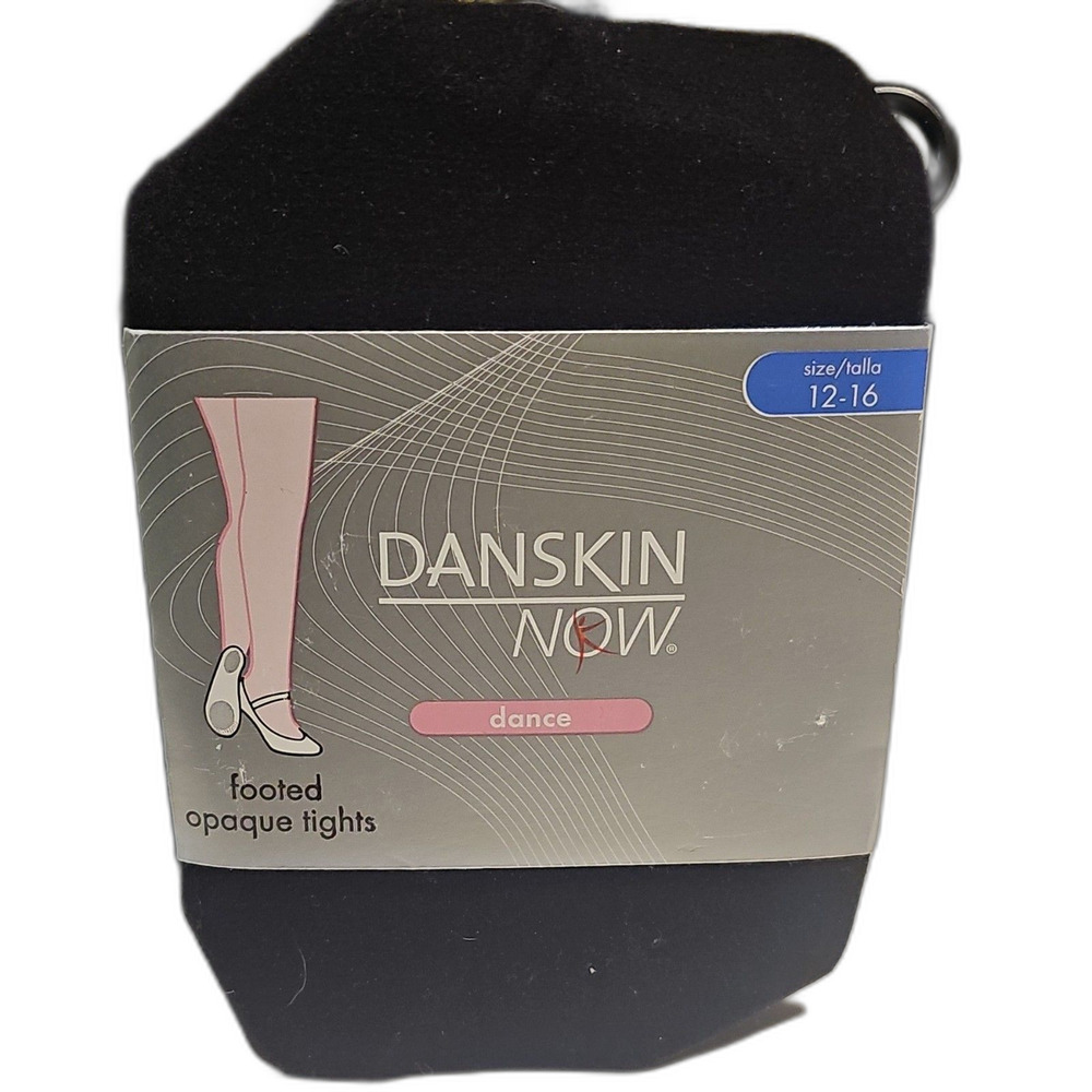 Danskin Now Dance Footed Tights Black Girls 12-16 Nylon Spandex